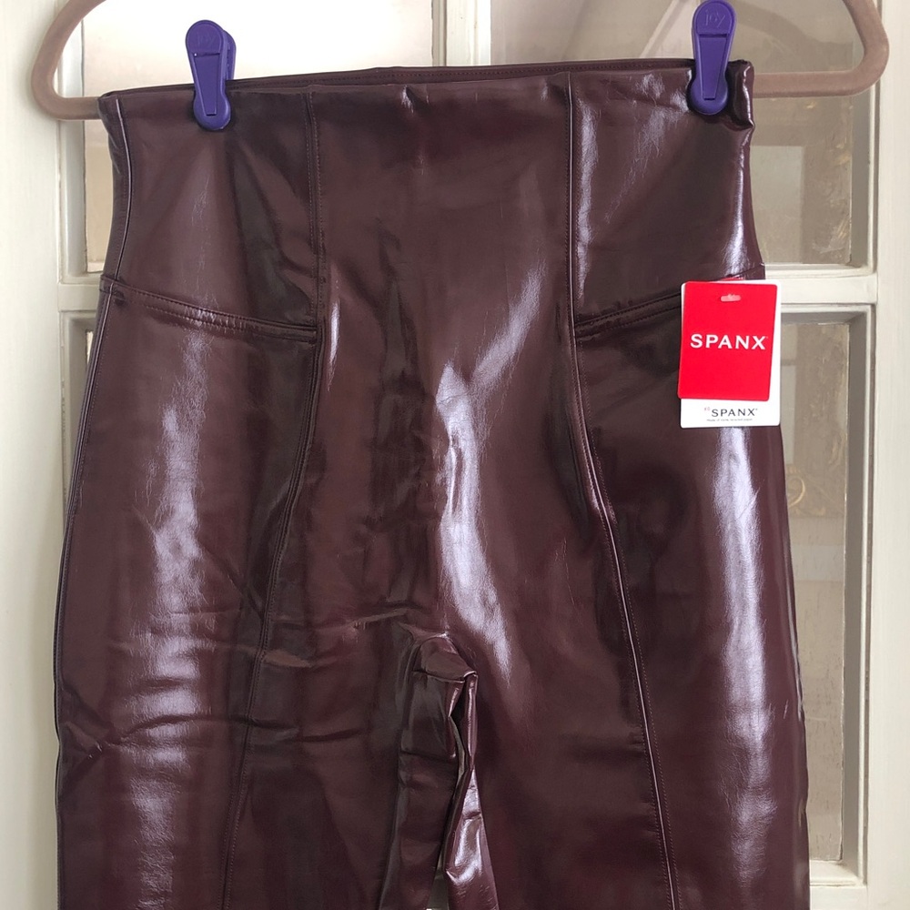 NWT SPANX Ruby Faux Patent Leather Leggings